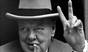 Sir Winston Churchill flashes the V-sign, June 19, 1963