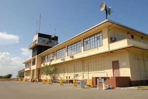 The former airport control tower at Guant�namo Bay U.S. Navy Base where the military commissions take place is pictured June 19, 2007.
